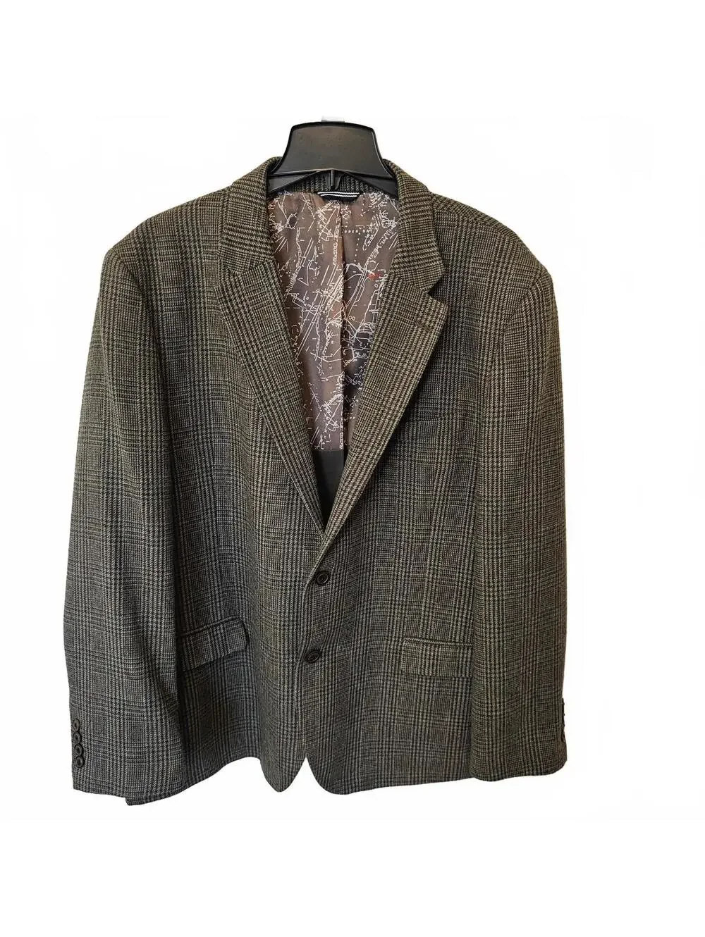 Nautica Modern Fit Mens Sport Coat Classic Brown Plaid Tailored size 50R